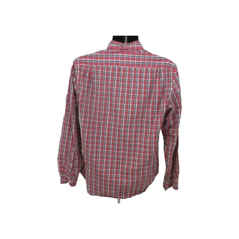 J‎ Crew Flex Washed Shirt Mens M Red Blue Plaid Slim Fit Button Down Ivy Preppy